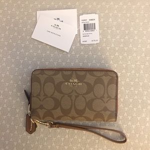 NWT COACH SIGNATURE DOUBLE ZIP WALLET